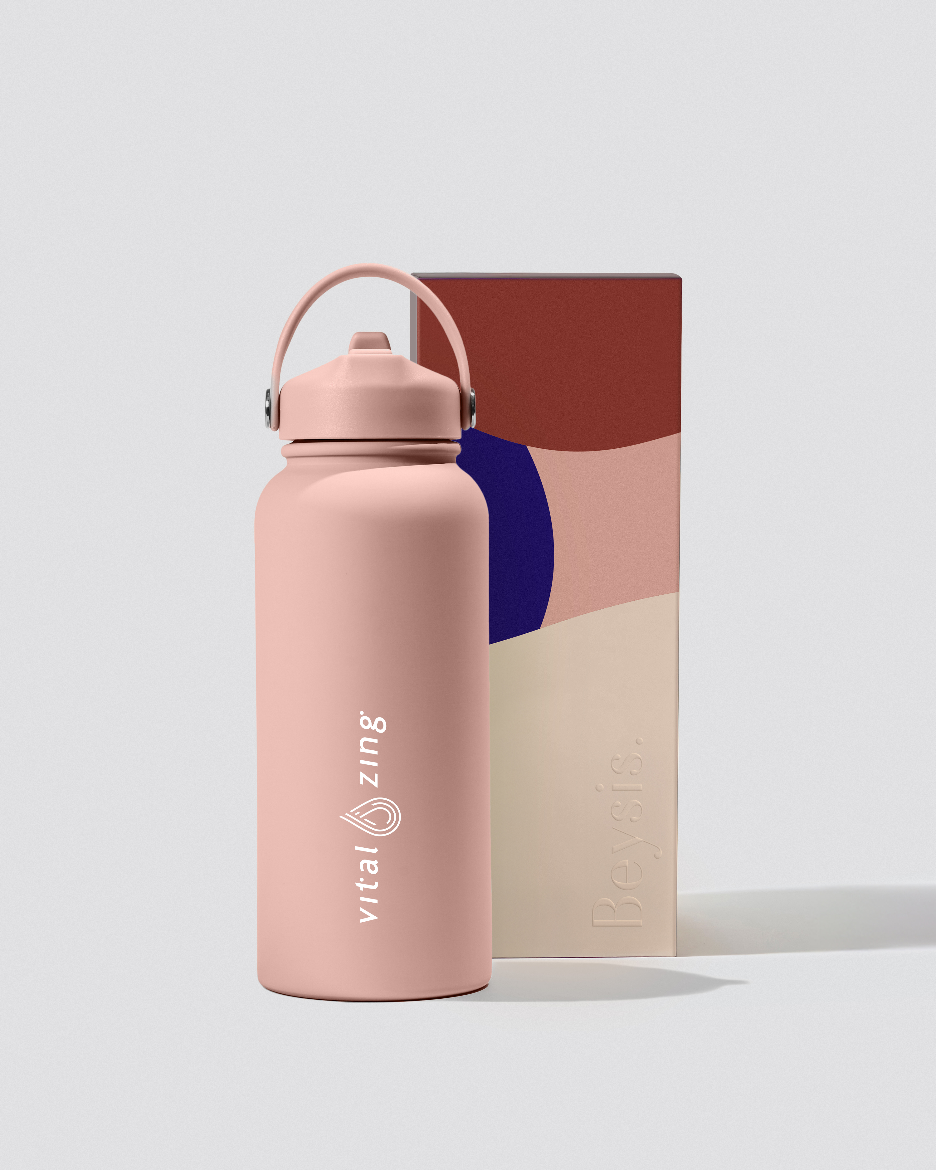 Vital 900ml Water Bottle with Straw - Blush/Nude