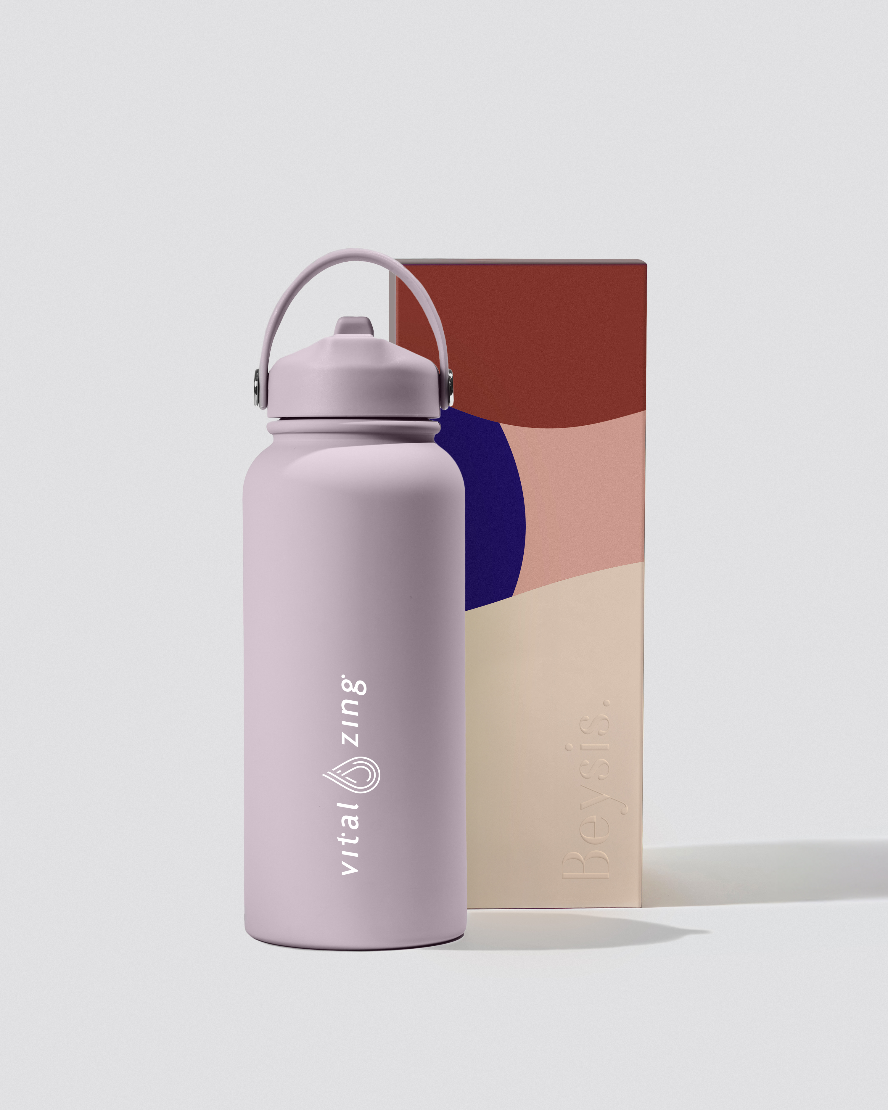 Vital 900ml Water Bottle with Straw - Mauve