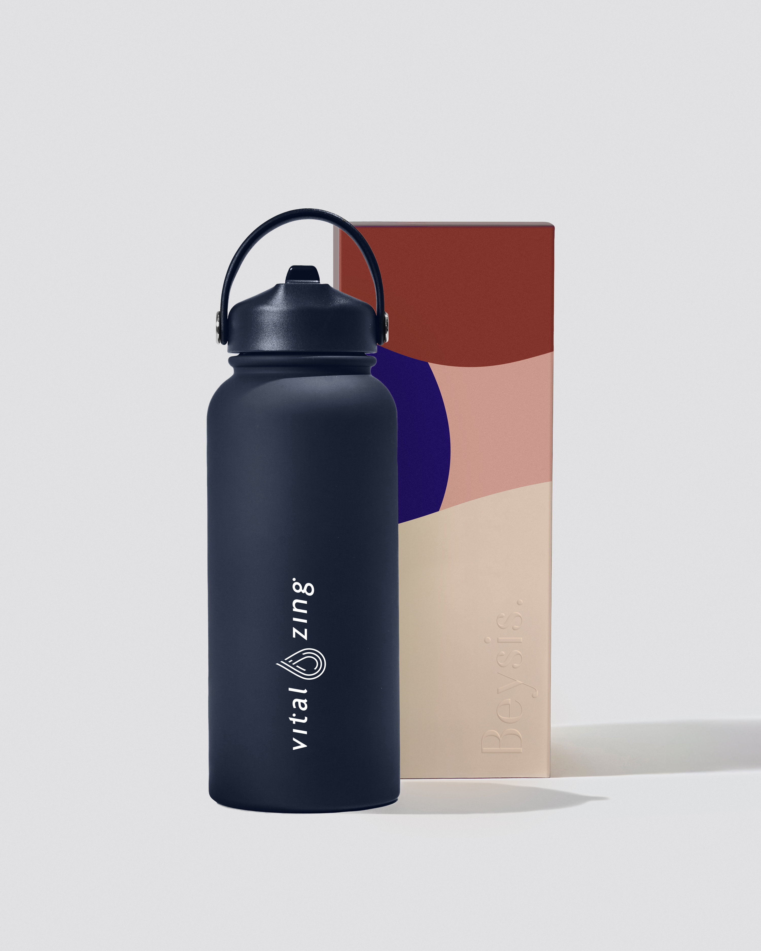 Vital 900ml Water Bottle with Straw - Navy