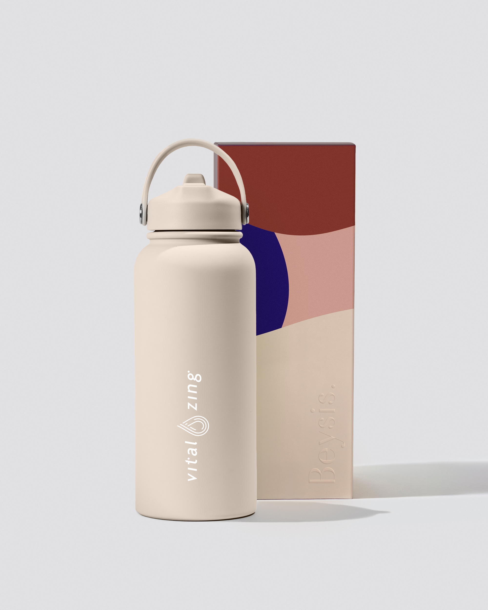 Vital 900ml Water Bottle with Straw - Stone
