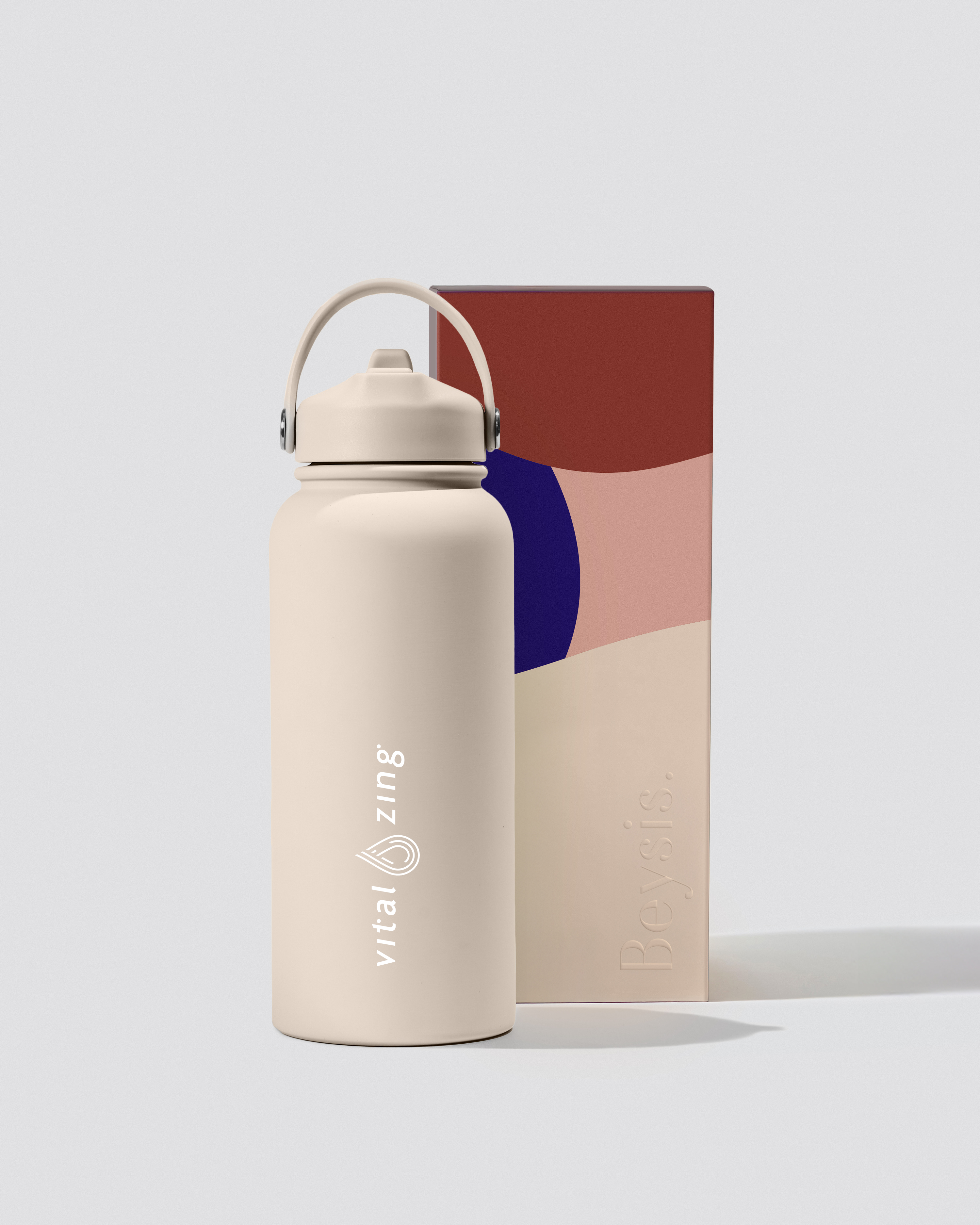 Vital 900ml Water Bottle with Straw - Stone